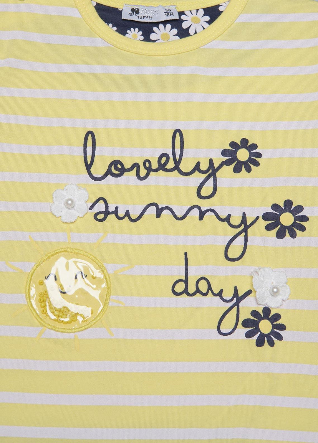 Sanaulla Exclusive Range Cotton Fancy T-Shirts for Girls -  D-113170 Yellow