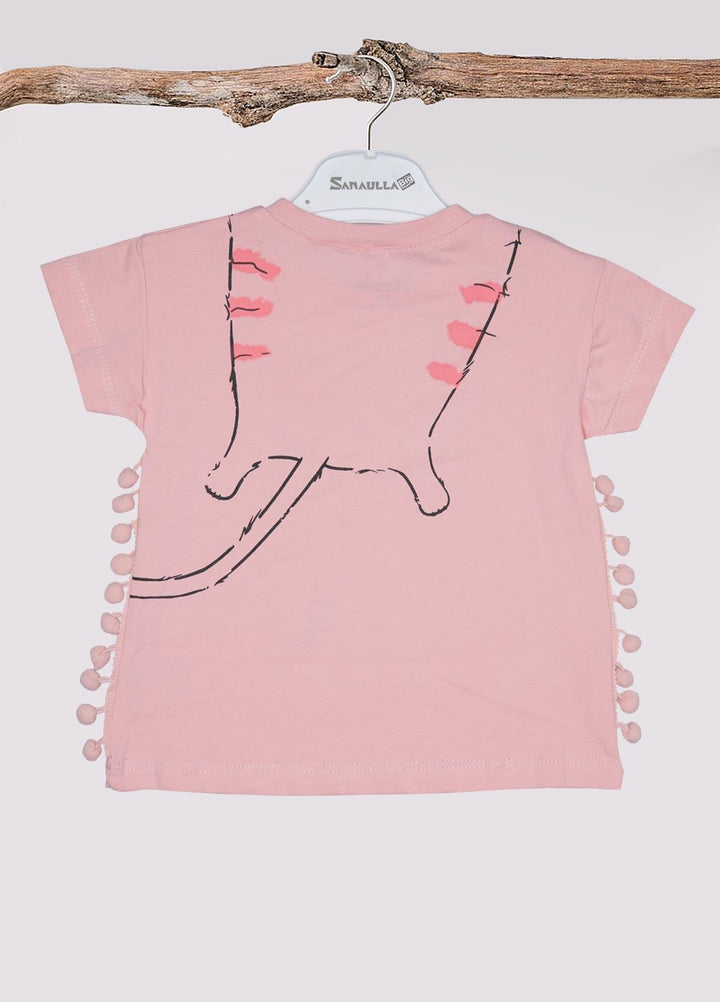 Sanaulla Exclusive Range Cotton Fancy T-Shirts for Girls -  D-114888 Light Pink