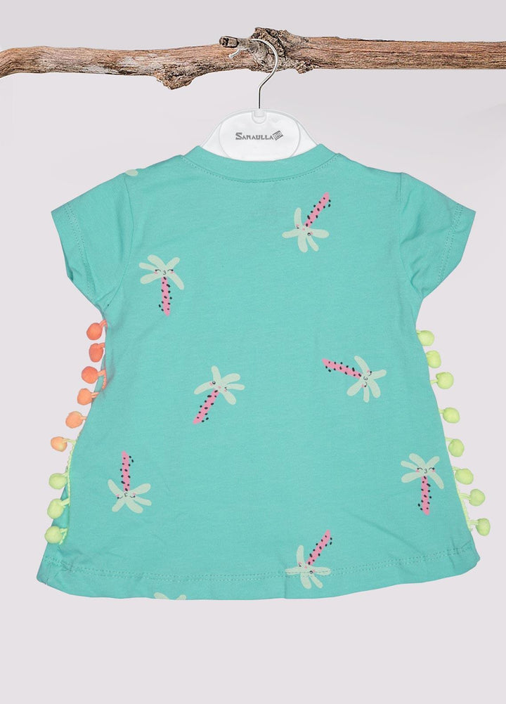 Sanaulla Exclusive Range Cotton Fancy Girls T-Shirts -  D-111497 Green