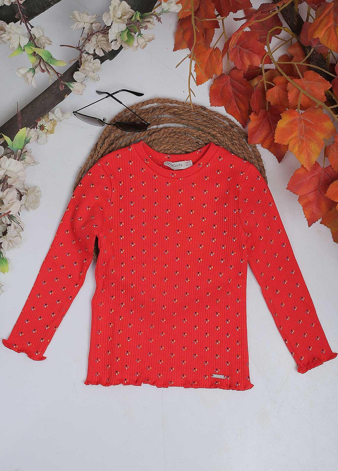 Sanaulla Exclusive Range Mix Casual Girls Tops -  4589 Red