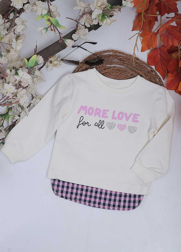 Sanaulla Exclusive Range Mix Casual Girls T-Shirts -  20-1066 Off White