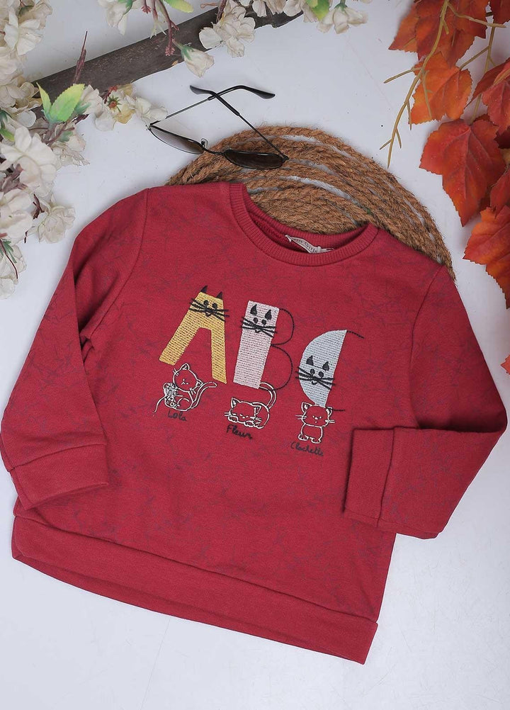 Sanaulla Exclusive Range Mix Casual Girls T-Shirts -  4374 Maroon