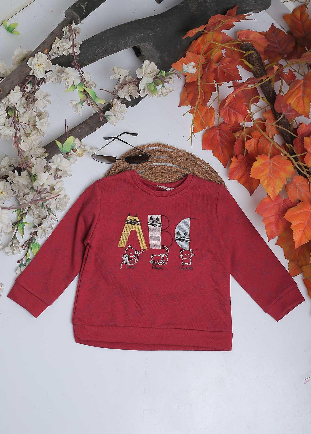 Sanaulla Exclusive Range Mix Casual Girls T-Shirts -  4374 Maroon