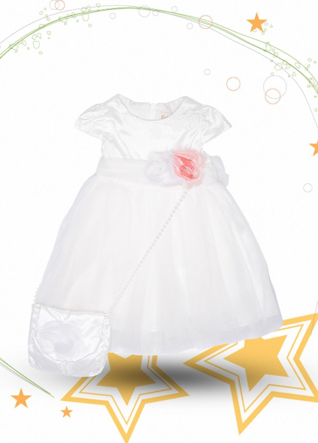 Sanaulla Exclusive Range  Fancy Girls Frock -  4013 White