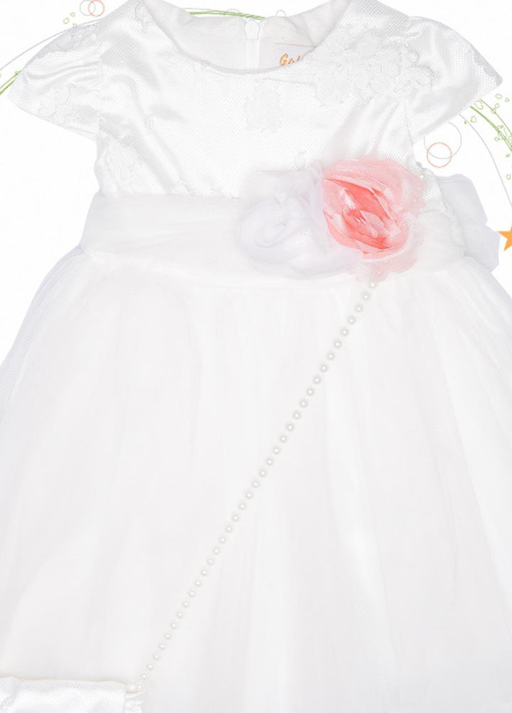 Sanaulla Exclusive Range  Fancy Girls Frock -  4013 White