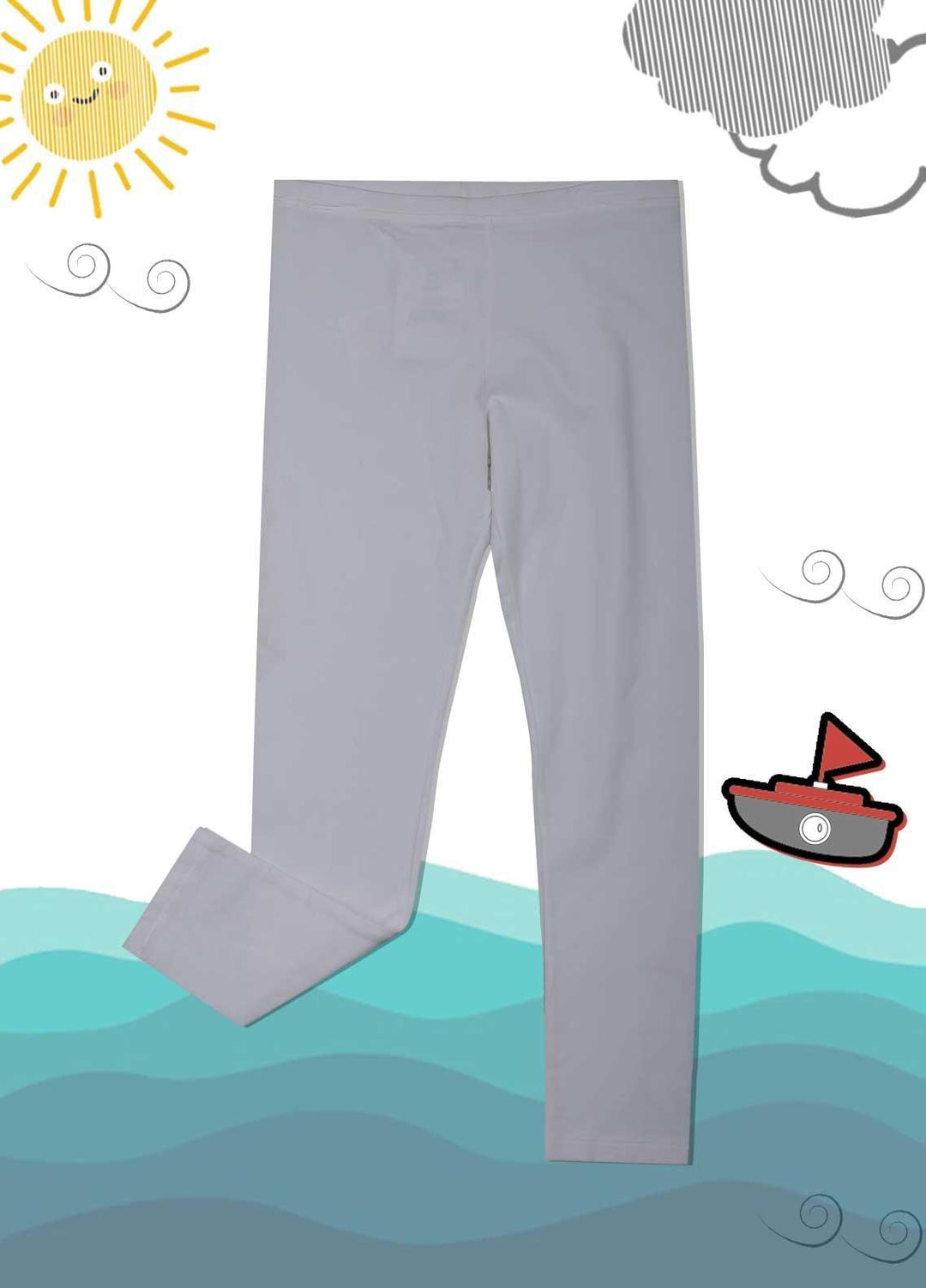 Sanaulla Exclusive Range Cotton Casual Girls Tight -  5264 Off White