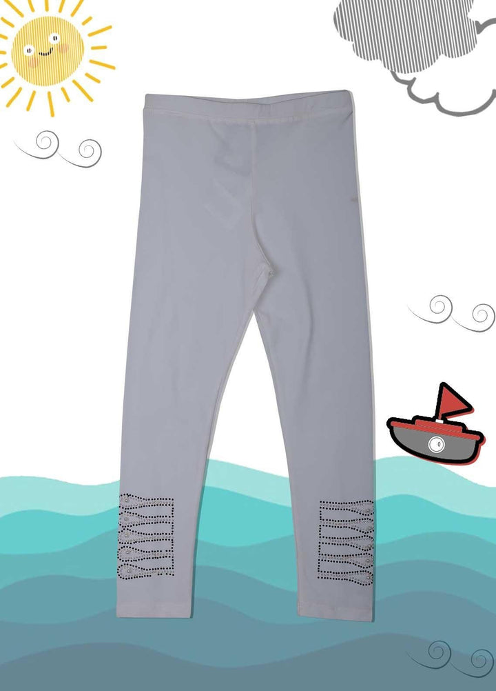 Sanaulla Exclusive Range Cotton Casual Tight for Girls -  5958 Off White