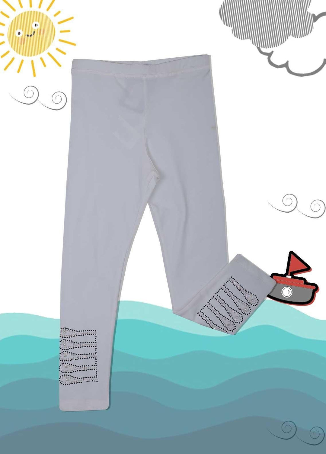 Sanaulla Exclusive Range Cotton Casual Tight for Girls -  5958 Off White