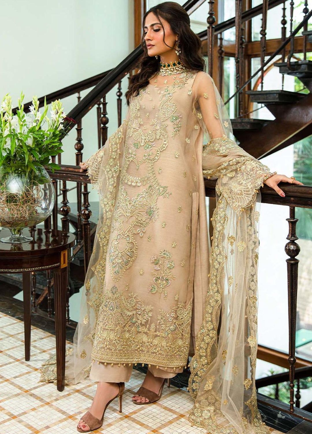 Glossier By AIK Atelier Embroidered Net Suits Unstitched 3 Piece AIK23GL Look-02 - Festive Collection