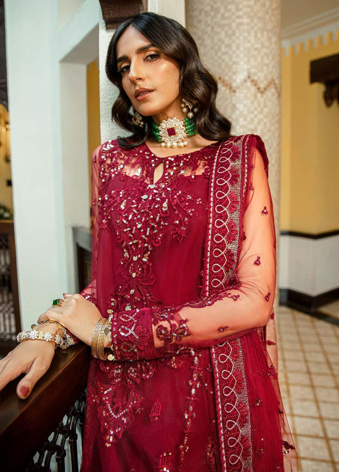 Glossier By AIK Atelier Embroidered Net Suits Unstitched 3 Piece AIK23GL Look-03 - Festive Collection