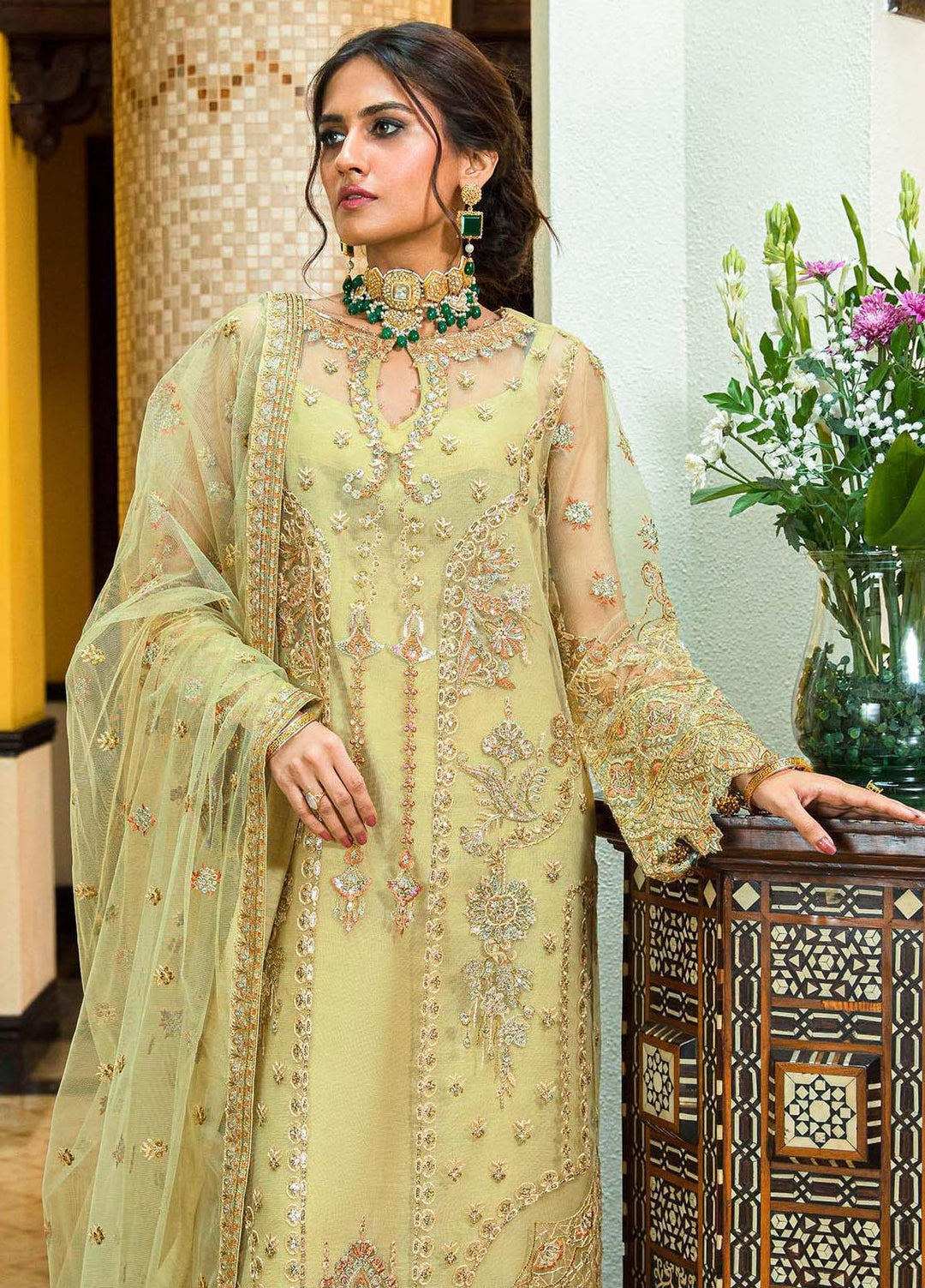 Glossier By AIK Atelier Embroidered Net Suits Unstitched 3 Piece AIK23GL Look-05 - Festive Collection