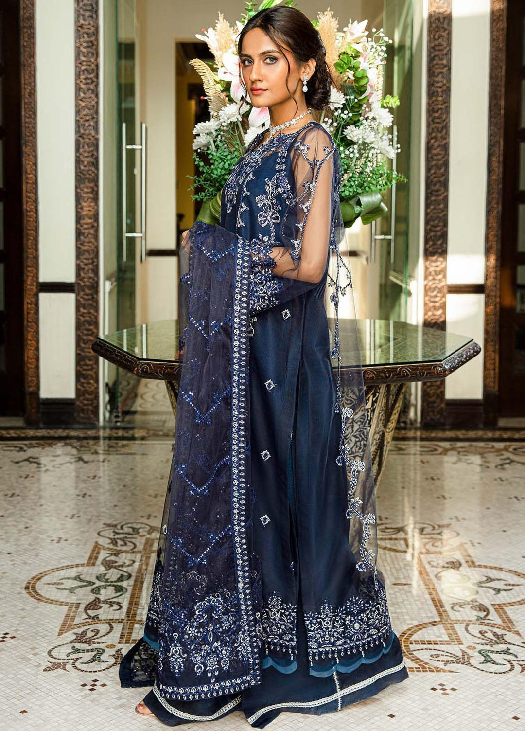 Glossier By AIK Atelier Embroidered Net Suits Unstitched 3 Piece AIK23GL Look-06 - Festive Collection