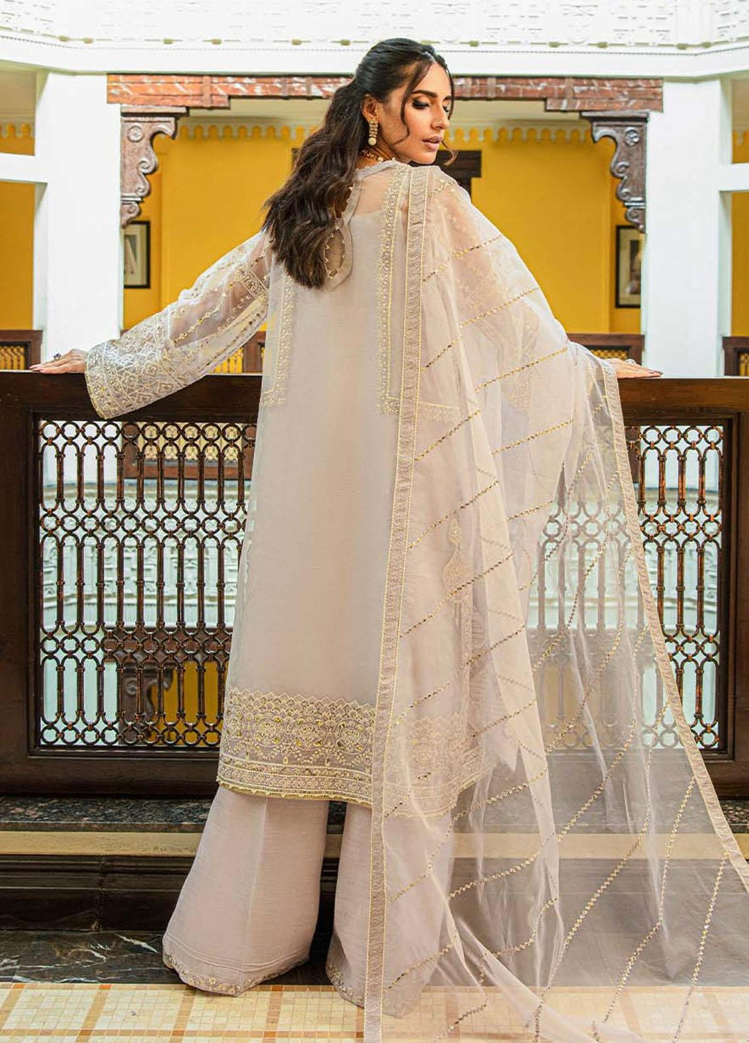 Glossier By AIK Atelier Embroidered Organza Suits Unstitched 3 Piece AIK23GL Look-07 - Festive Collection