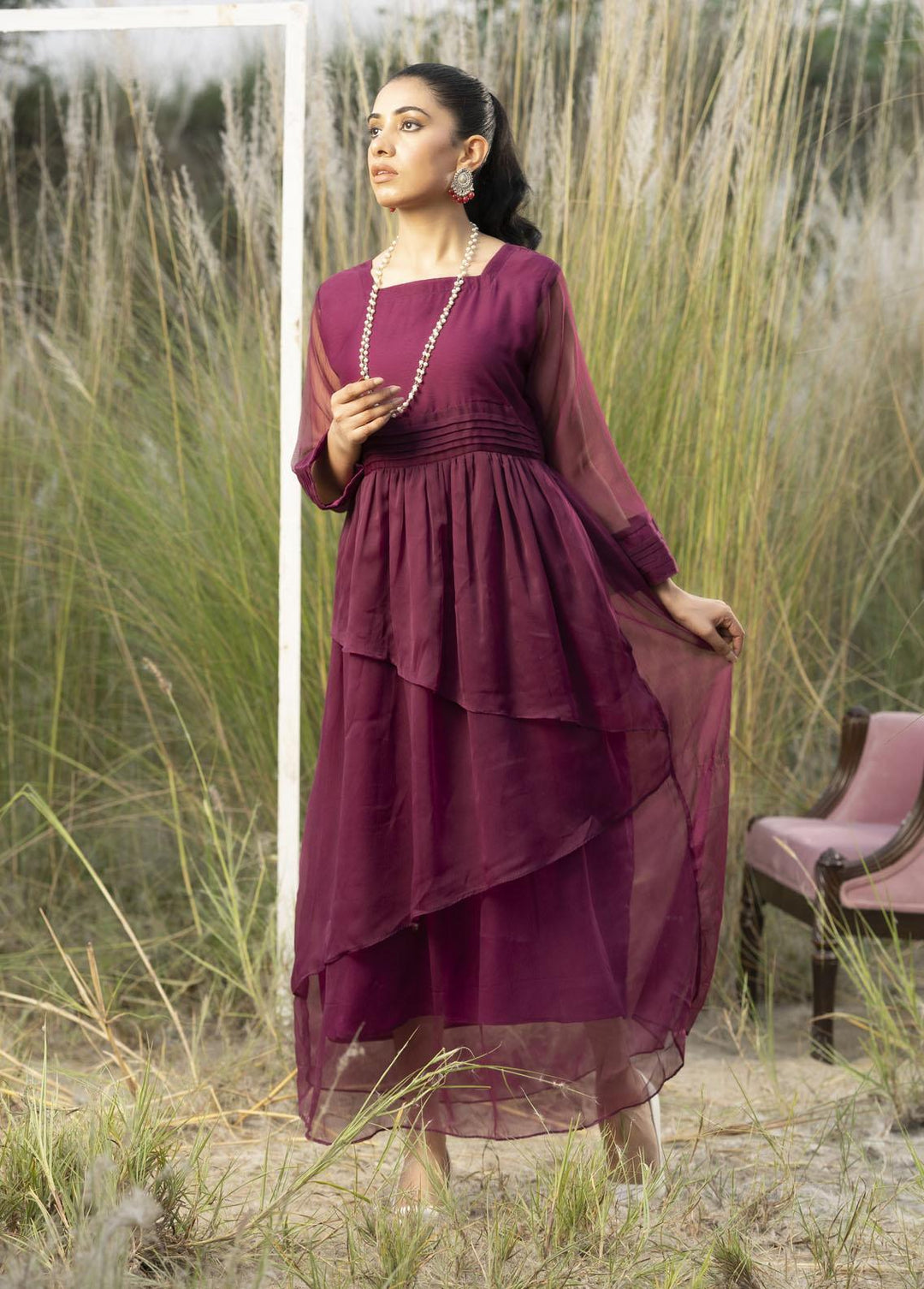 Nazmina Pret Flared Layer  Maxi FR-683 Turquoise Dream