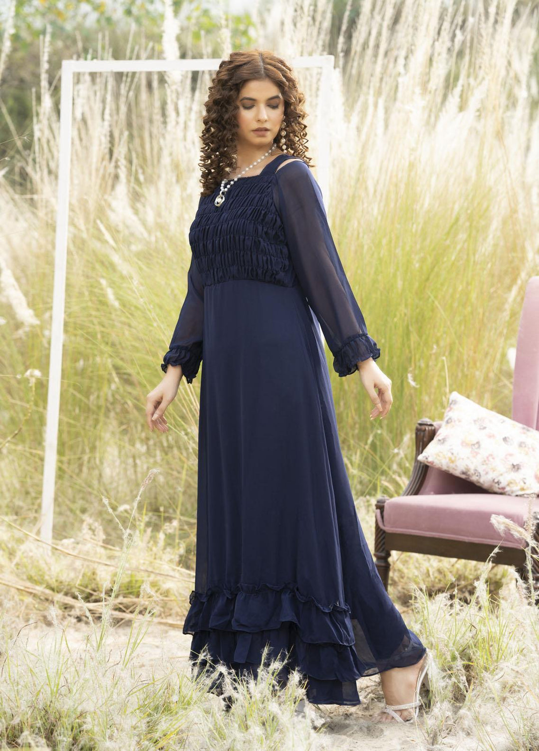 Nazmina Pret Smocking  Maxi FR-696M Ocean Serenity