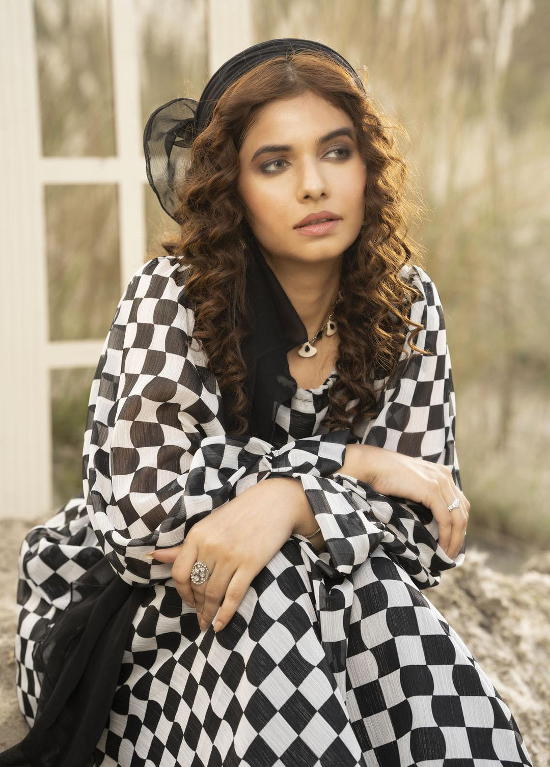 Nazmina Pret Checkered  Maxi FR-699 Monochrome