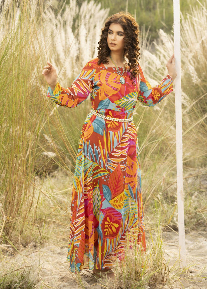 Nazmina Pret Printed  Maxi FR-700M Artistic Brushstroke