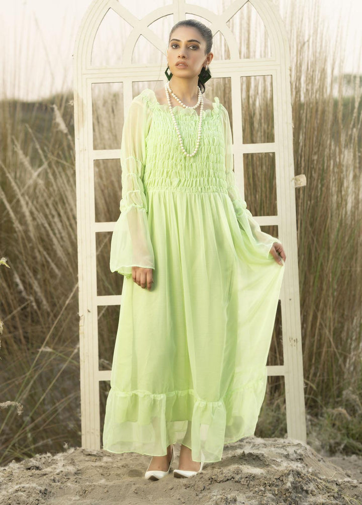 Nazmina Pret Flared Layer  Maxi FR-712 Electric Neon