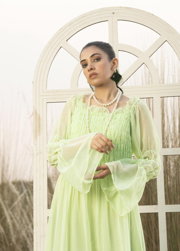 Nazmina Pret Flared Layer  Maxi FR-712 Electric Neon