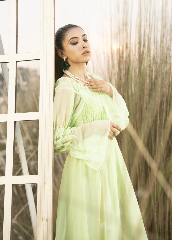 Nazmina Pret Flared Layer  Maxi FR-712 Electric Neon