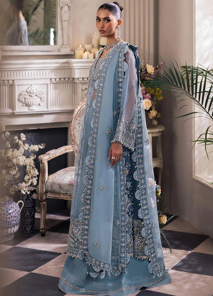 Gossamer By Zaha Embroidered Organza Suit Unstitched 3 Piece ZL24G D-07 Azura - Formal Collection