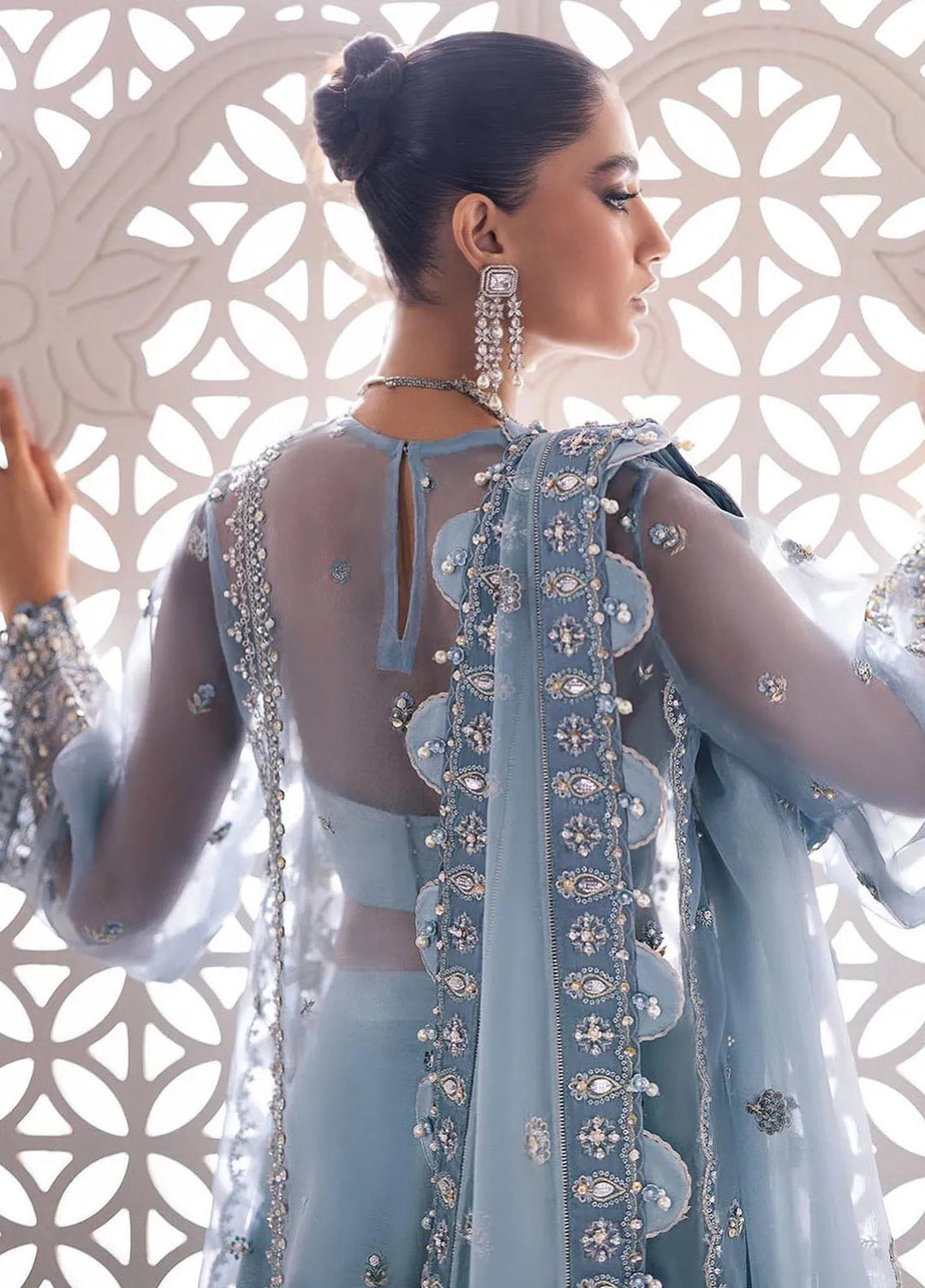 Gossamer By Zaha Embroidered Organza Suit Unstitched 3 Piece ZL24G D-07 Azura - Formal Collection