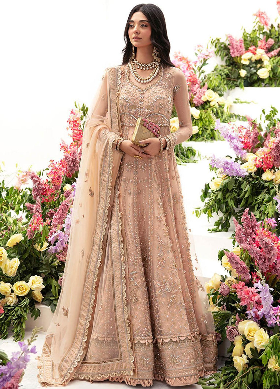 Gossamer By Zaha Embroidered Net Suits Unstitched 4 Piece ZKS23G ZC23-04 Neda - Luxury Collection