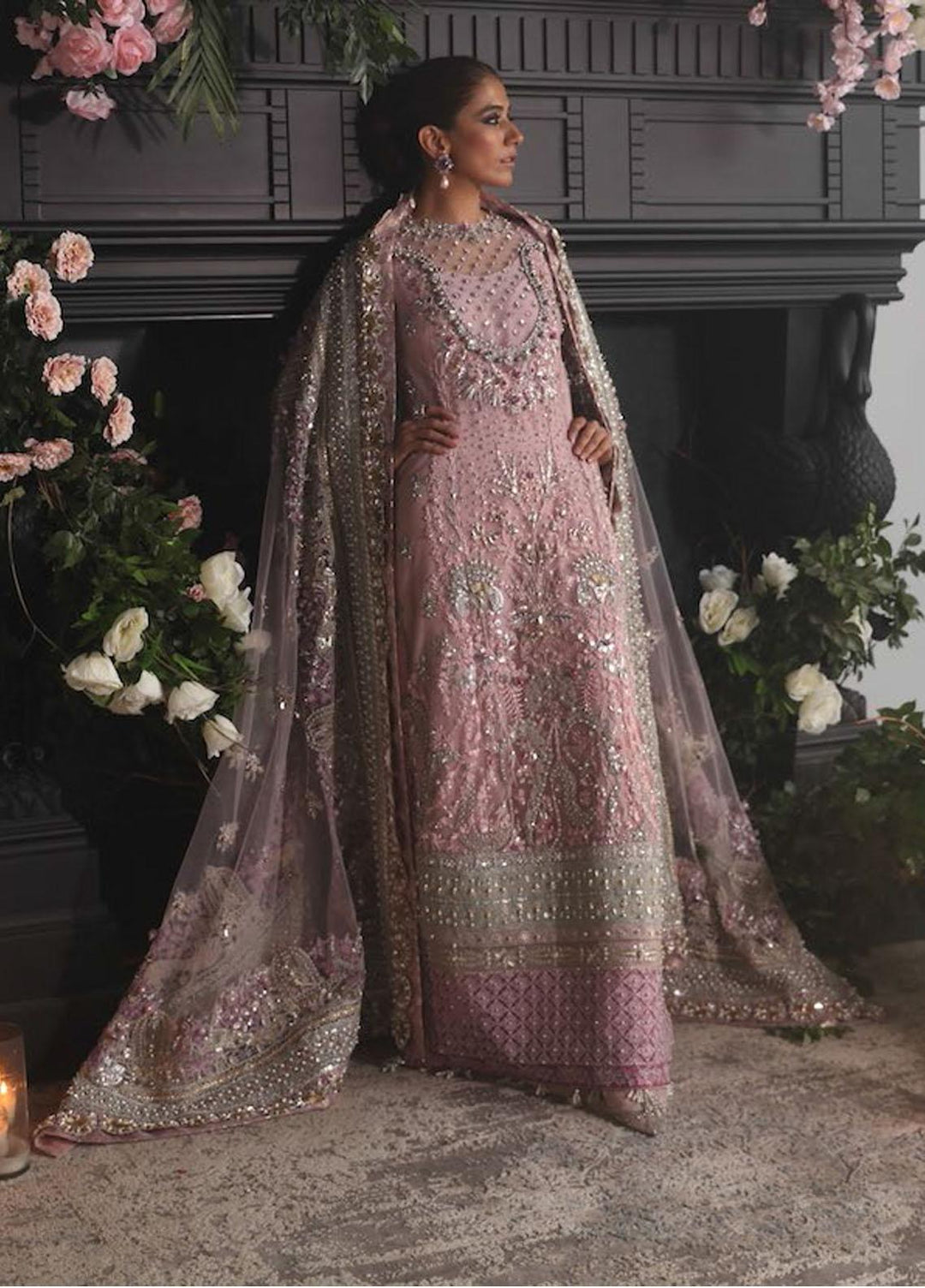 Gossamer by Zaha Embroidered Net Suits Unstitched 3 Piece ZKS22G D7 Elanz - Wedding Collection