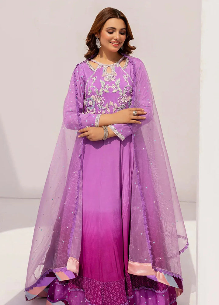 Grandeur Pret Embroidered Katan Silk 3 Piece Suit Celesta