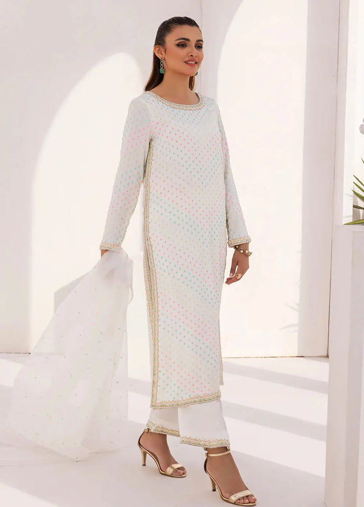 Grandeur Pret Embroidered Raw Silk 3 Piece Suit Spectra