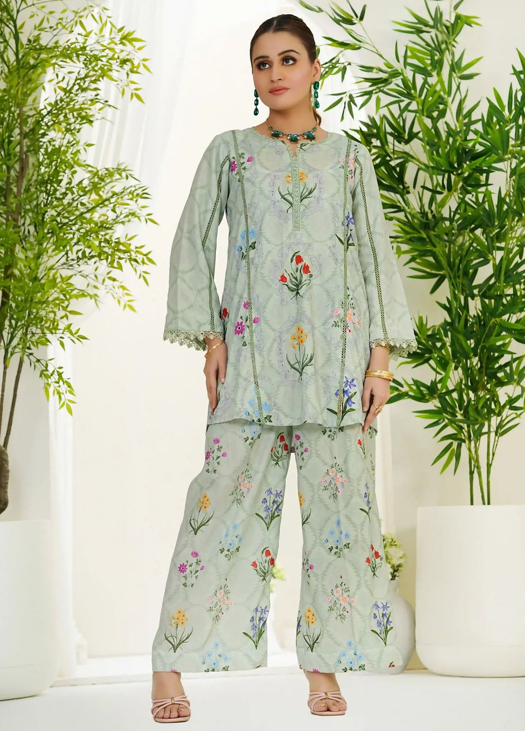 Madiha Gohar Pret Printed Swiss Lawn 2 Piece Suit Pistachio Bloom