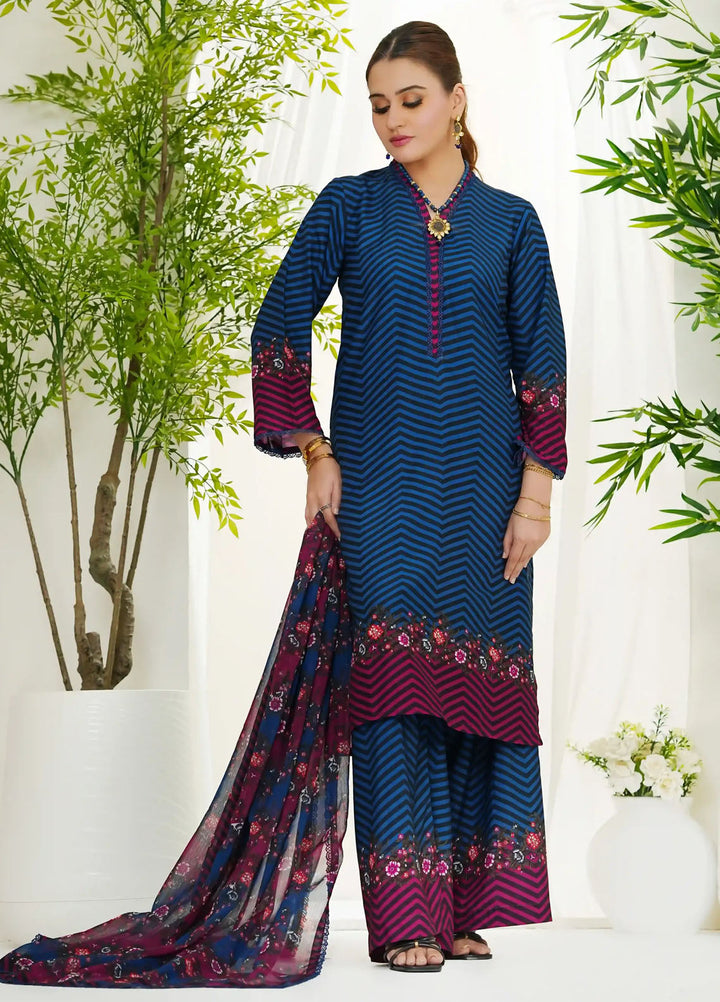 Madiha Gohar Pret Printed Swiss Lawn 3 Piece Suit Indigo Fusion