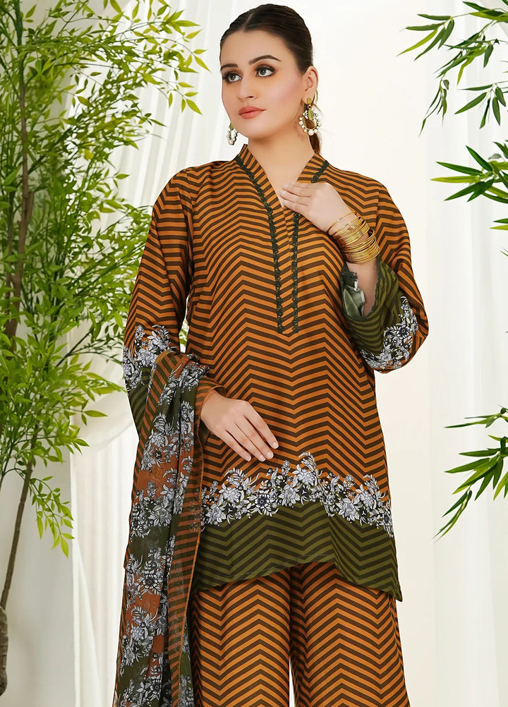 Madiha Gohar Pret Printed Swiss Lawn 3 Piece Suit Rust Reverie