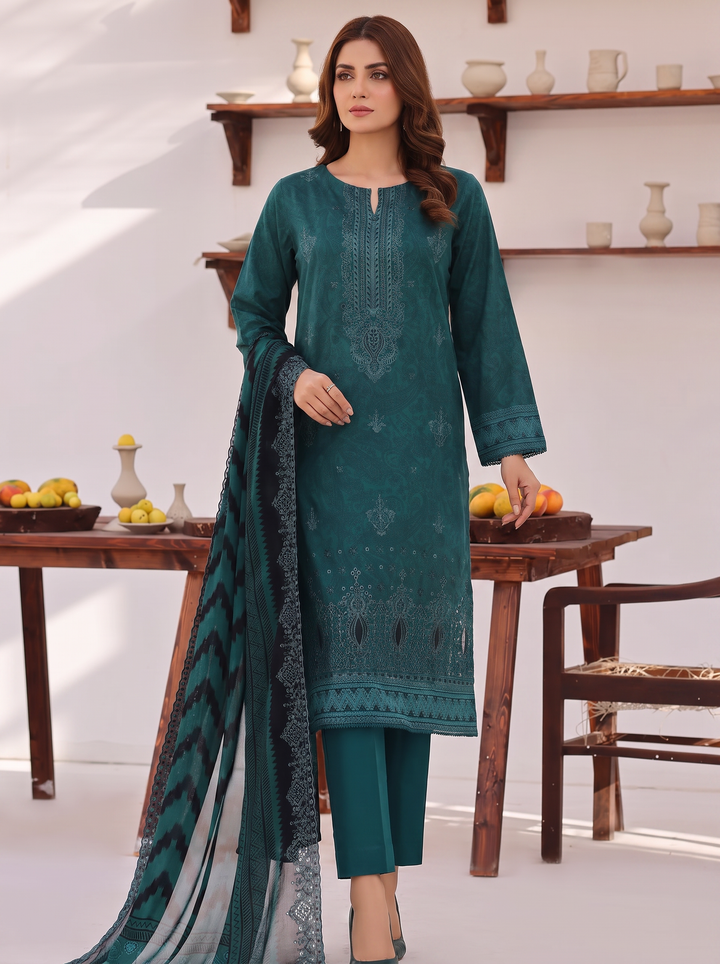 Premium Venice by HZ Textiles Unstitched Embroidered Lawn Cotton 3 Piece Suit PVE-3115 Casual Collection