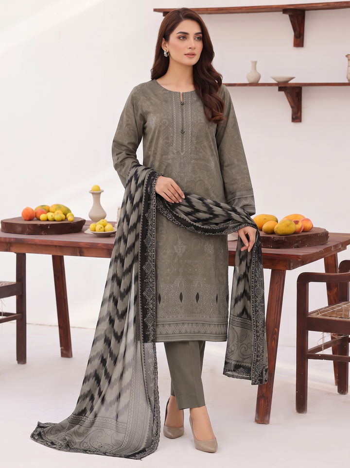 Premium Venice by HZ Textiles Unstitched Embroidered Lawn Cotton 3 Piece Suit PVE-3119 Casual Collection