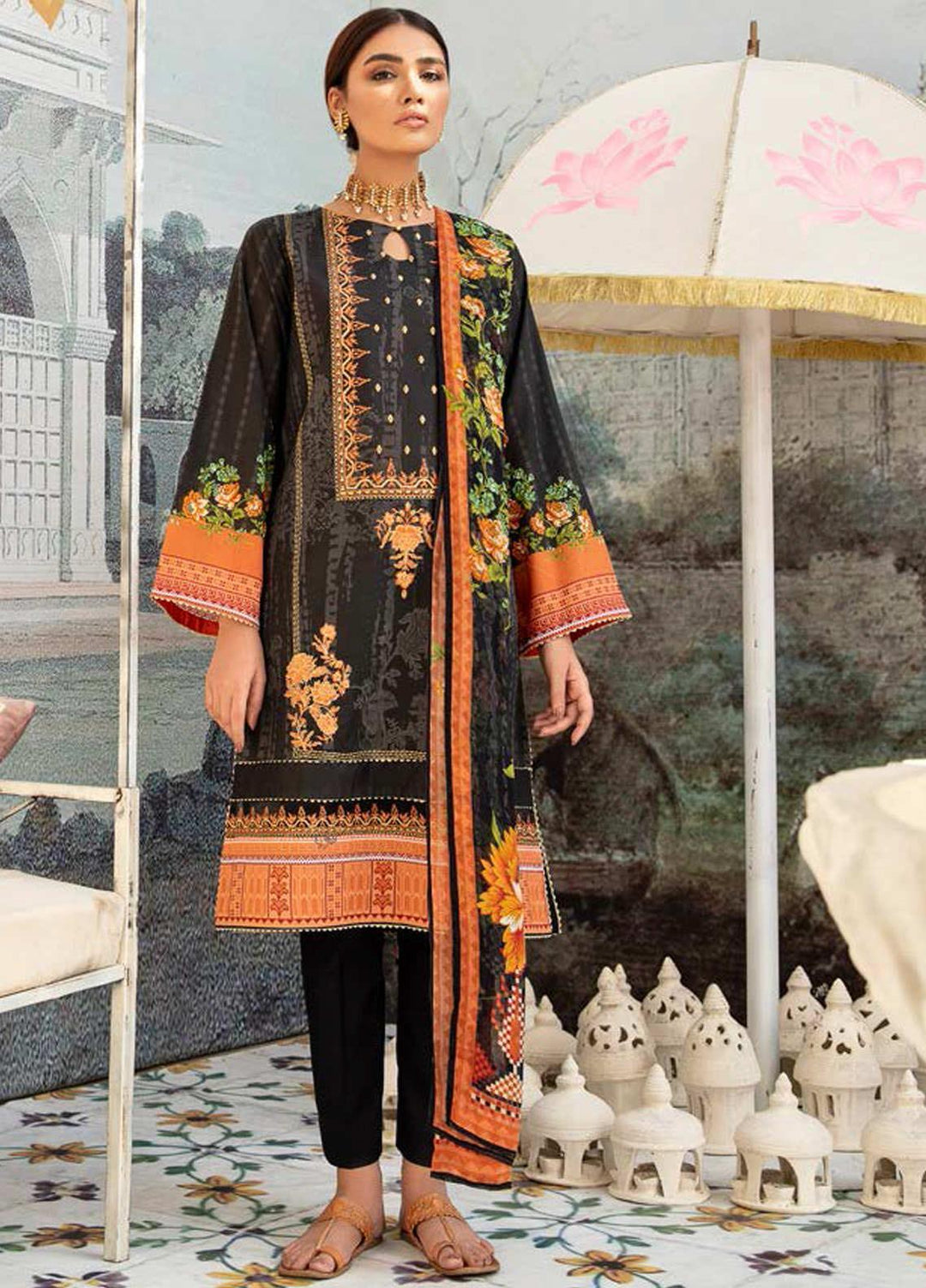 Guftagu by Orient Textiles Embroidered Lawn Suits Unstitched 3 Piece OT21G D-044-Black - Festive Collection
