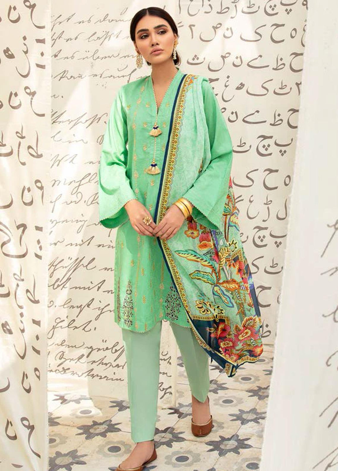 Guftagu by Orient Textiles Embroidered Jacquard Suits Unstitched 3 Piece OT21G D-046-Green - Festive Collection