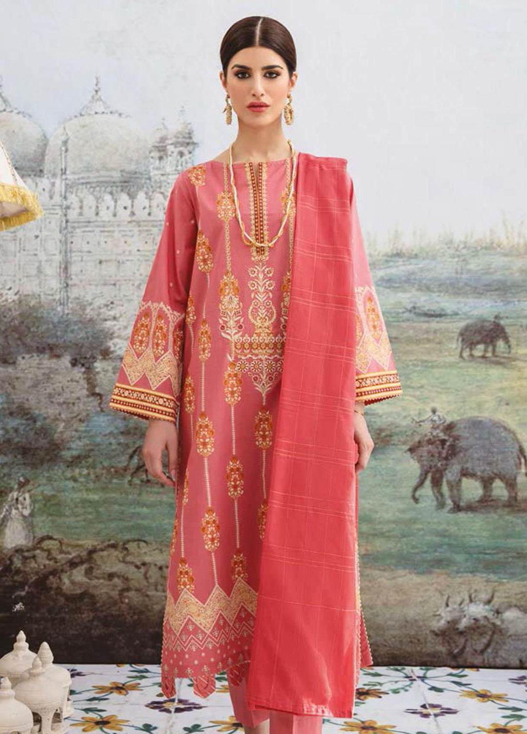 Guftagu by Orient Textiles Embroidered Lawn Suits Unstitched 3 Piece OT21G D-048-Pink - Festive Collection