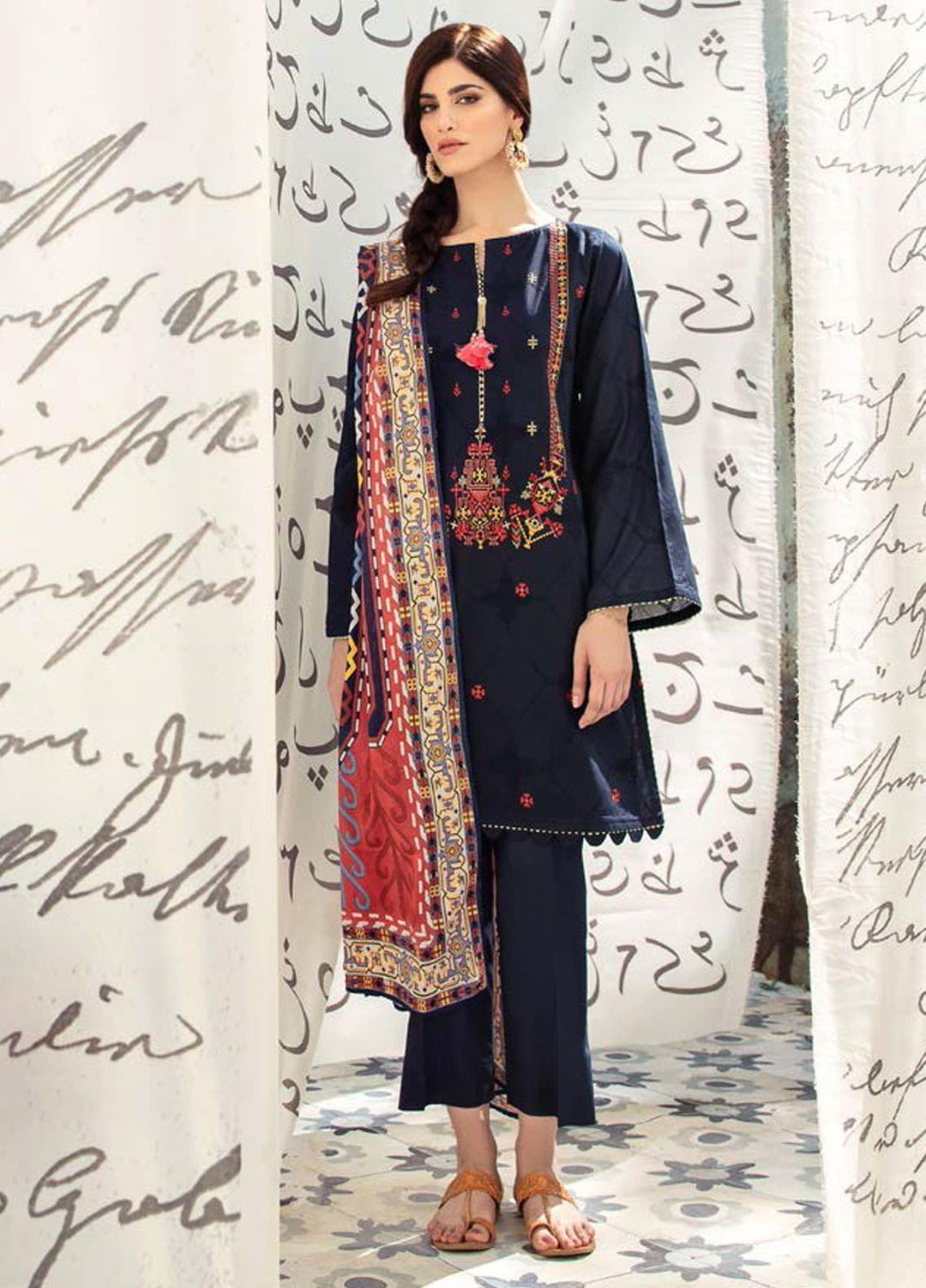 Guftagu by Orient Textiles Embroidered Jacquard Suits Unstitched 3 Piece OT21G D-052-Blue - Festive Collection