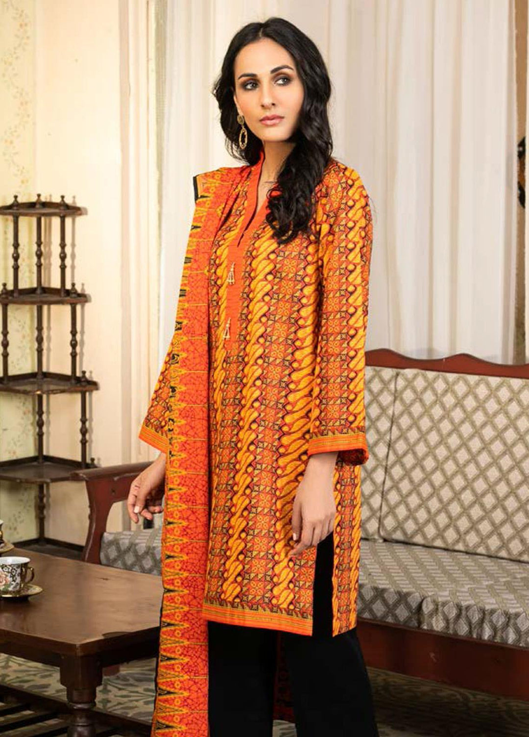 Guftagu by Orient Textiles Printed Lawn Suits Unstitched 3 Piece OT21G D-053-Orange - Festive Collection