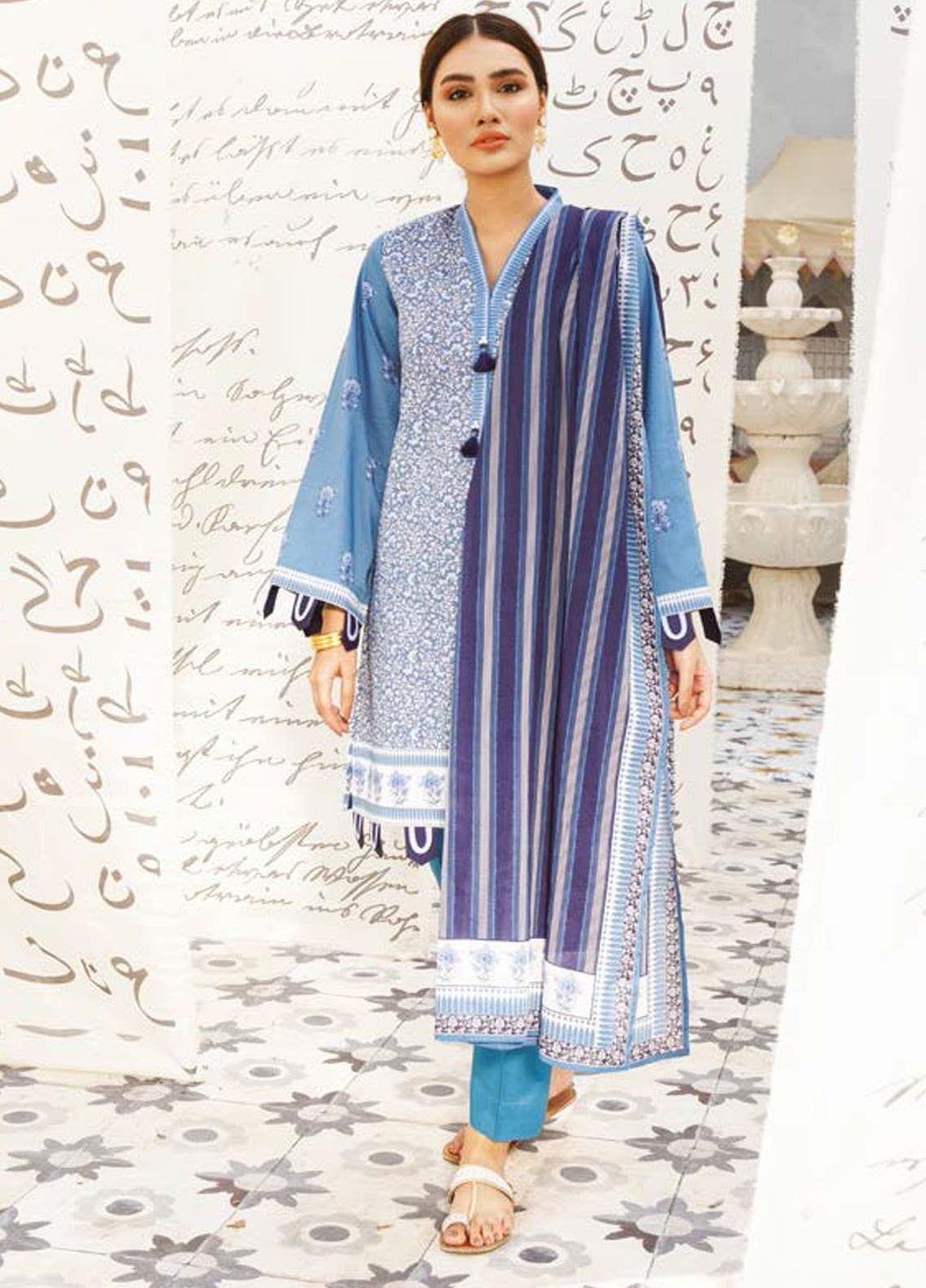 Guftagu by Orient Textiles Printed Lawn Suits Unstitched 3 Piece OT21G D-055-Blue - Festive Collection