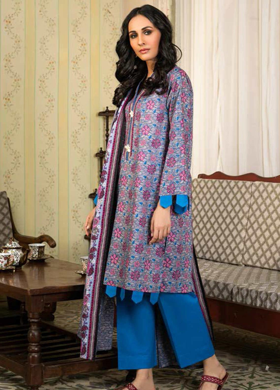 Guftagu by Orient Textiles Printed Lawn Suits Unstitched 3 Piece OT21G D-056-Blue - Festive Collection
