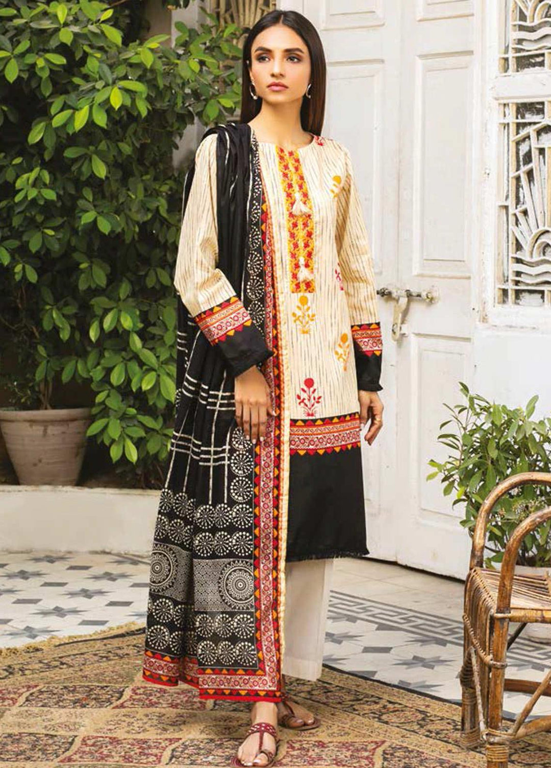 Guftagu by Orient Textiles Embroidered Lawn Suits Unstitched 2 Piece OT21G D-062-Beige - Festive Collection