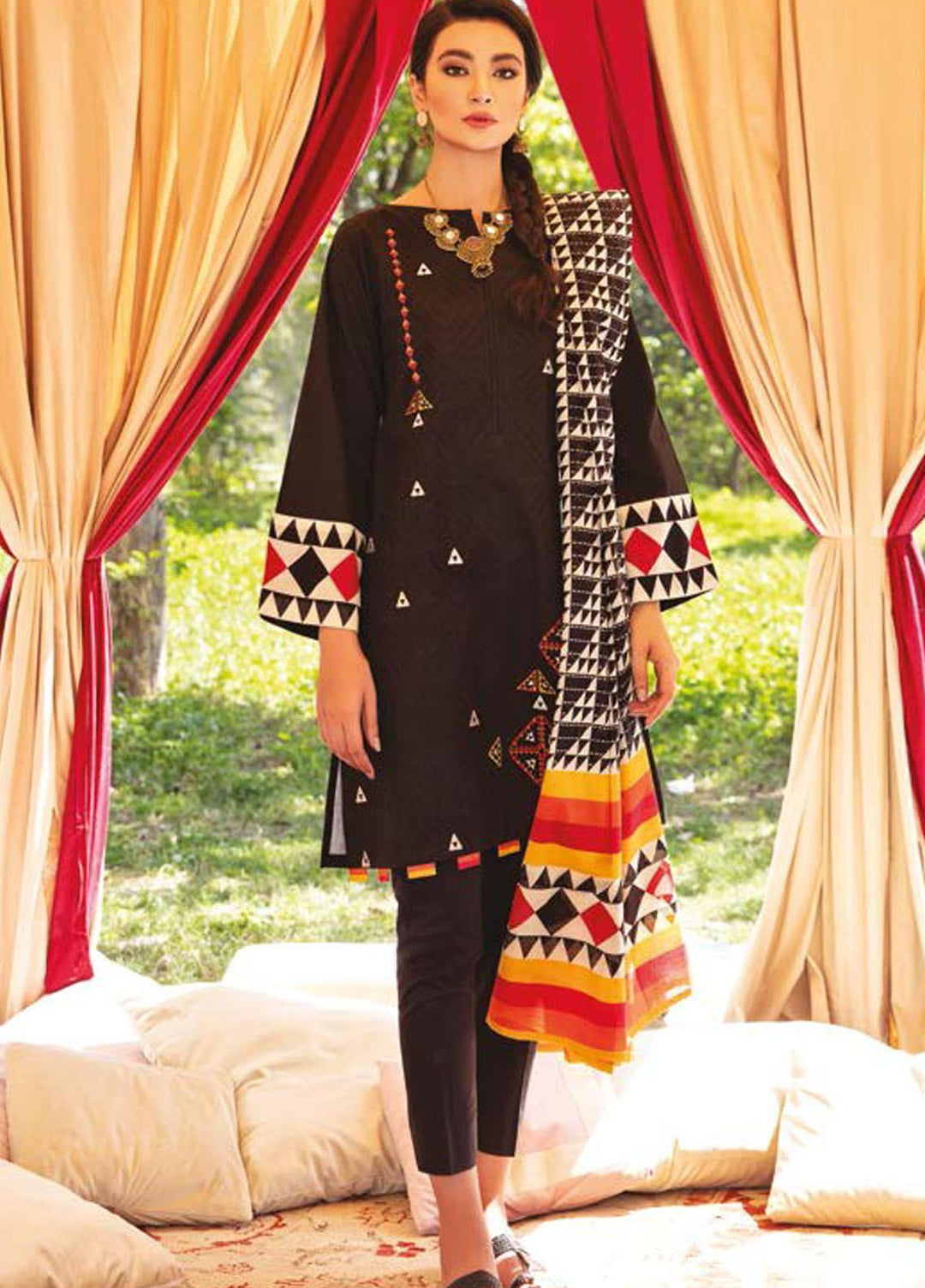 Guftagu by Orient Textiles Embroidered Jacquard Suits Unstitched 2 Piece OT21G D-063-Black - Festive Collection