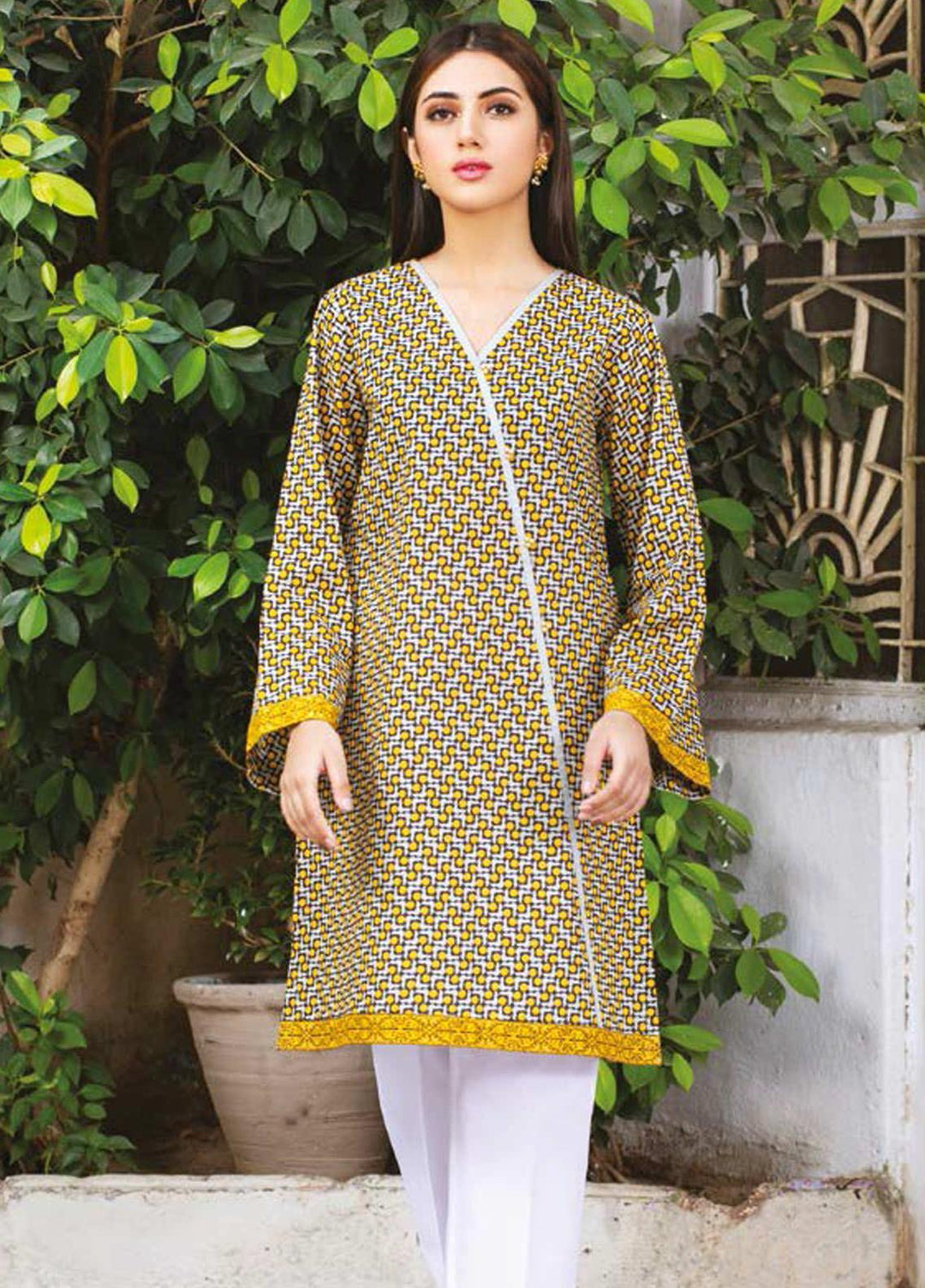 Guftagu by Orient Textiles Printed Lawn  Unstitched Kurties OT21G D-073-Yellow - Festive Collection