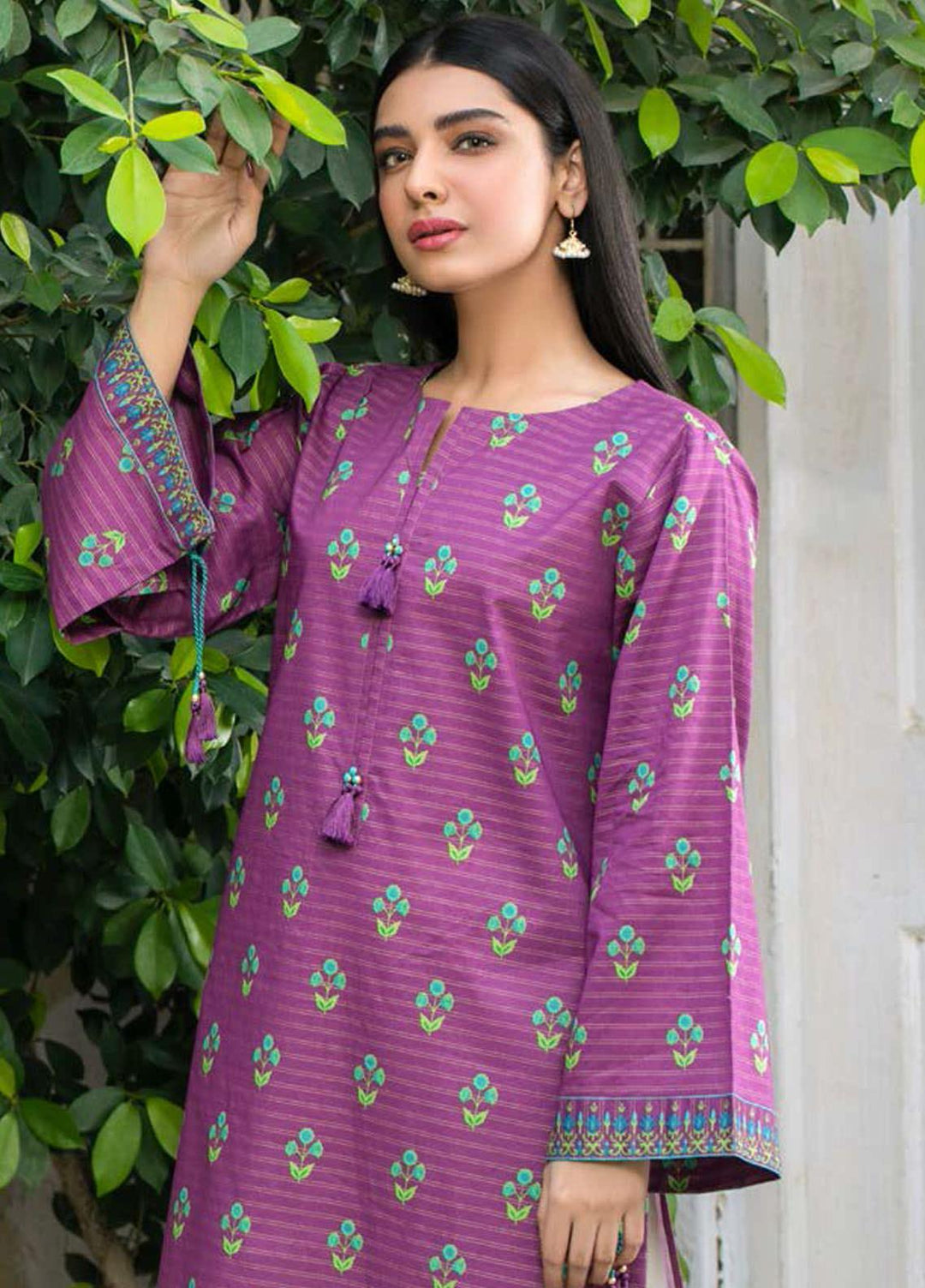 Guftagu by Orient Textiles Printed Zari  Unstitched Kurties OT21G D-077-Purple - Festive Collection