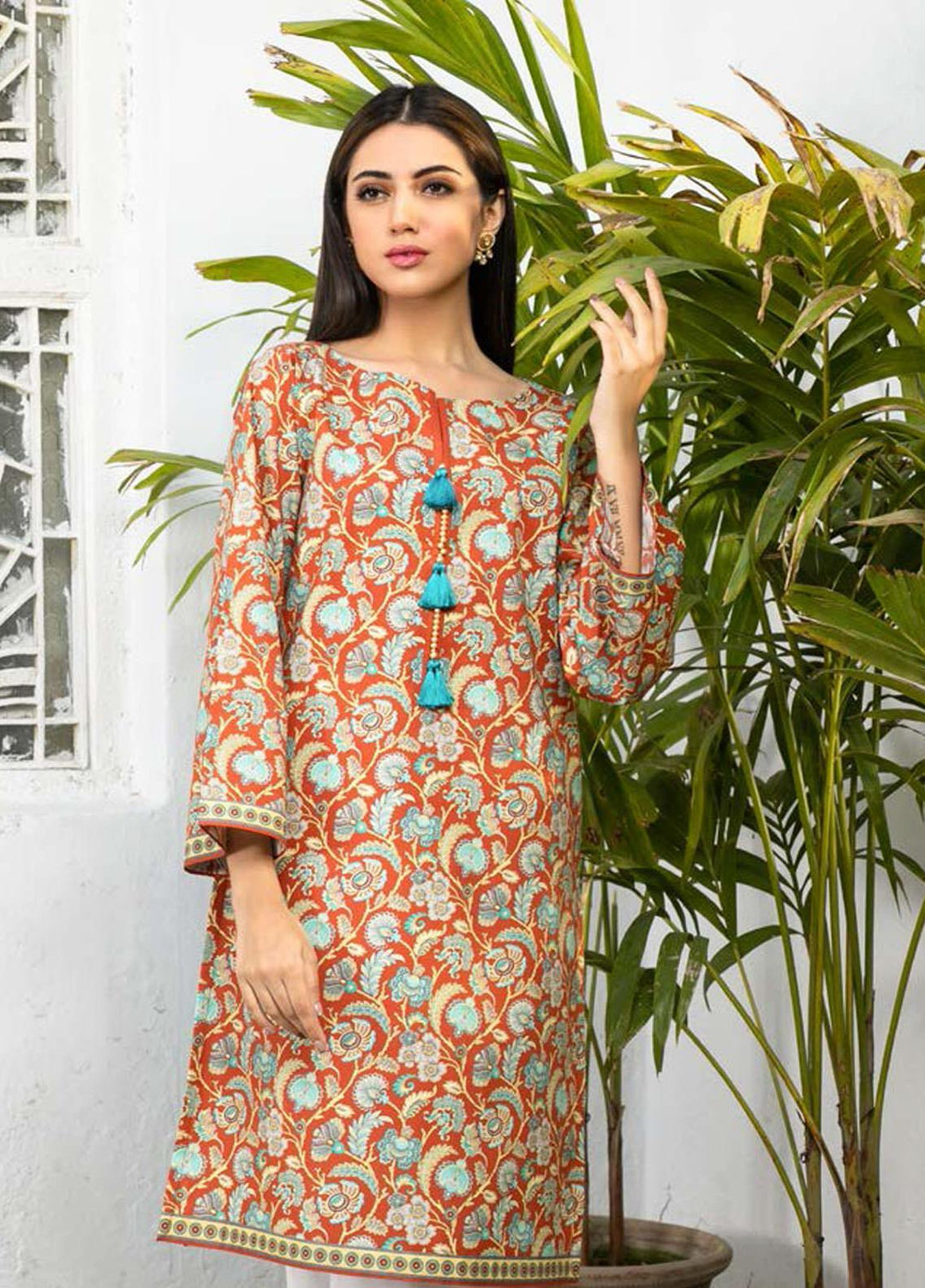 Guftagu by Orient Textiles Printed Lawn  Unstitched Kurties OT21G D-080-Brown - Festive Collection