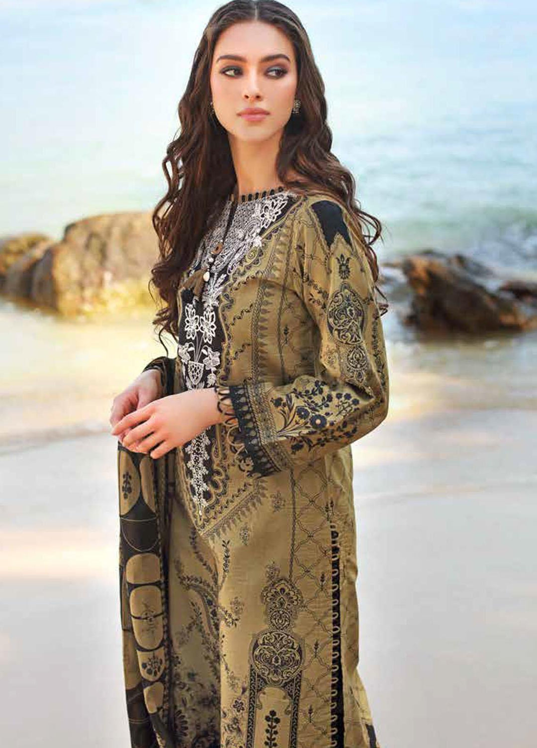 Ambrosia Black & White By Gul Ahmed Embroidered Lawn Suits Unstitched 3 Piece GA22A B-22017 - Black & White Collection