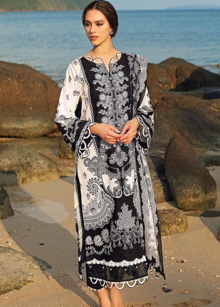 Ambrosia Black & White By Gul Ahmed Embroidered Lawn Suits Unstitched 3 Piece GA22A B-22018 - Black & White Collection