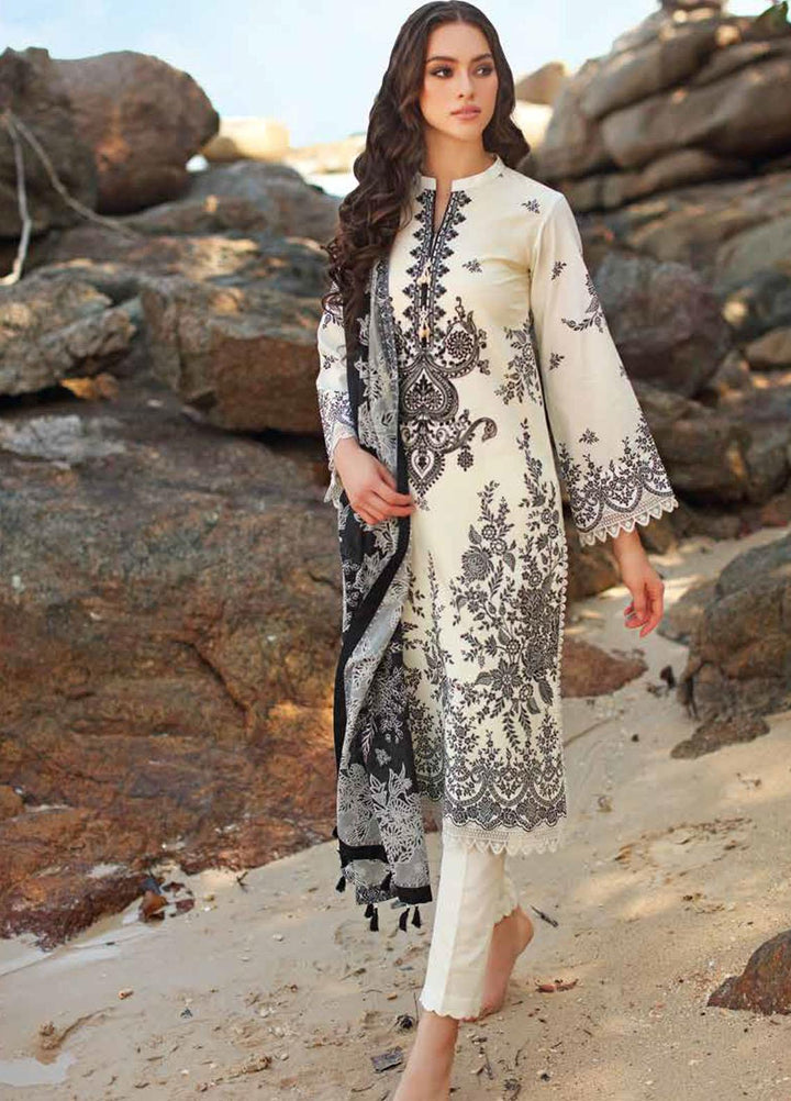 Ambrosia Black & White By Gul Ahmed Embroidered Lawn Suits Unstitched 3 Piece GA22A B-22019 - Black & White Collection